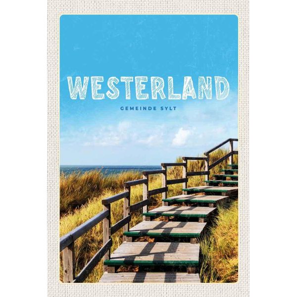 Vianmo Insegna In Legno 30X20 Cm Westerland Gehweg Am Strand Meer Trip-image