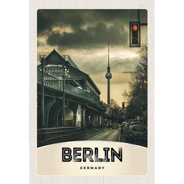Vianmo Insegna In Legno 30X20 Cm Berlin Deutschland Fernsehrturm 90Er-image