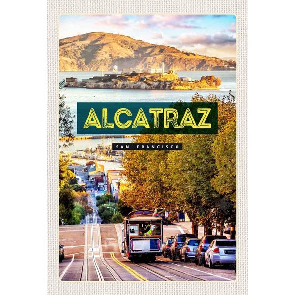 Vianmo Insegna In Legno 30X20 Cm San Francisco Alcatraz StraßEnbahn-image