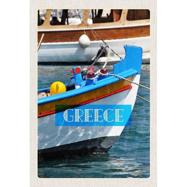 Vianmo Insegna In Legno 30X20 Cm Greece Griechenland Sommer Boot Meer-image