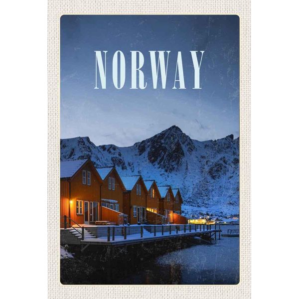 Vianmo Insegna In Legno 30X20 Cm Norwegen Winter Schnee Urlaubsort-image