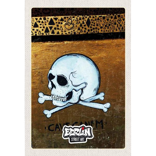 Vianmo Insegna In Legno 30X20 Cm Berlin Graffiti Totenkopf Street Art-image