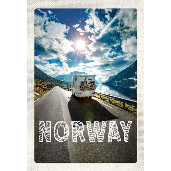 Vianmo Insegna In Legno 30X20 Cm Norwegen Campinfahrrad Meer-image