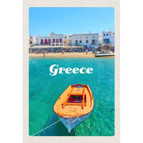 Vianmo Insegna In Legno 30X20 Cm Greece Griechenland Meer Boot Strand-image