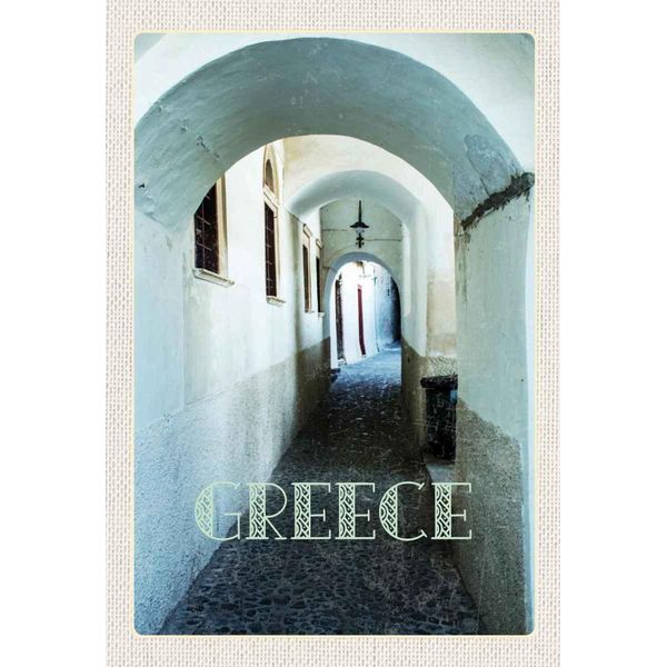 Vianmo Insegna In Legno 30X20 Cm Greece Griechenland Durchgang GebäUde-image
