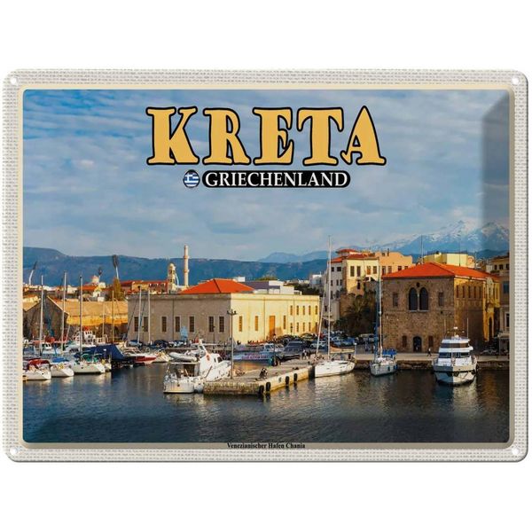 Vianmo Insegna Di Latta 30X40 Cm Kreta Griechenland Venezianischer Hafen-image