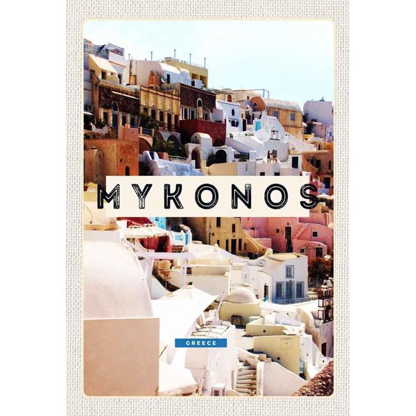 Vianmo Insegna In Legno 30X20 Cm Griechenland Mykonos Greece-image