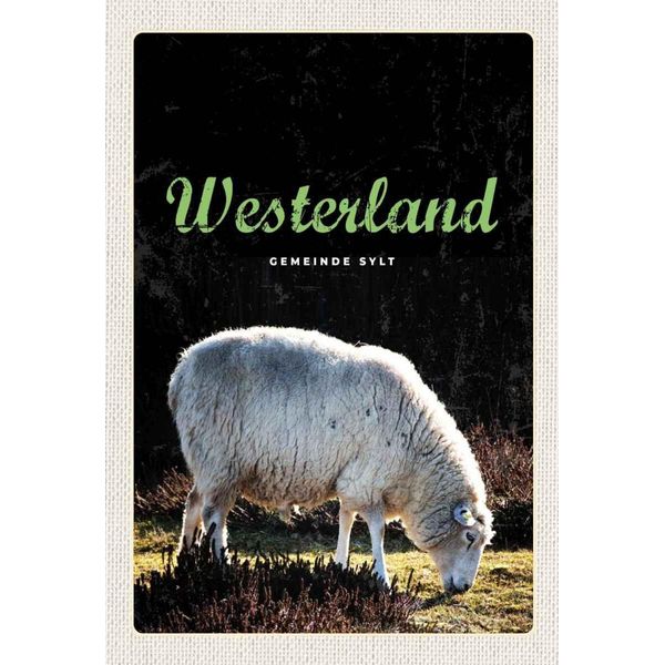 Vianmo Insegna In Legno 30X20 Cm Westerland Natur Tiere Schafe Wiese-image