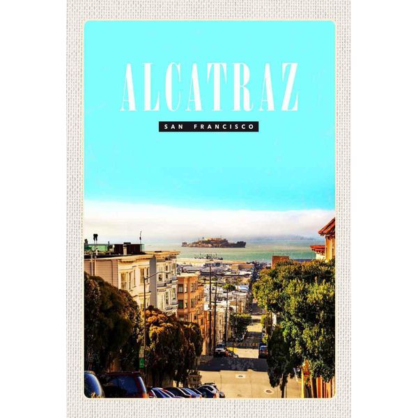 Vianmo Insegna In Legno 30X20 Cm San Francisco Alcatraz Stadt StraßE-image