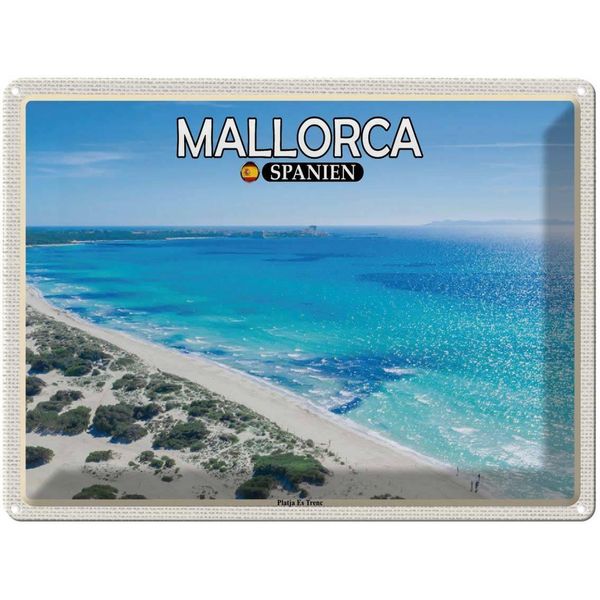 Vianmo Insegna Di Latta 30X40 Cm Mallorca Spanien Platja Es Trenc Meer-image