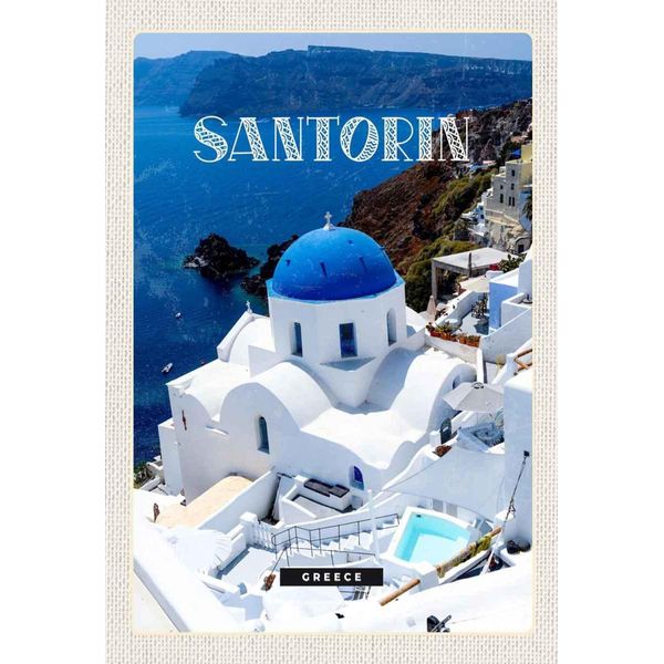 Vianmo Insegna In Legno 30X20 Cm Santorini Greece GebäUde Weiß Blau-image