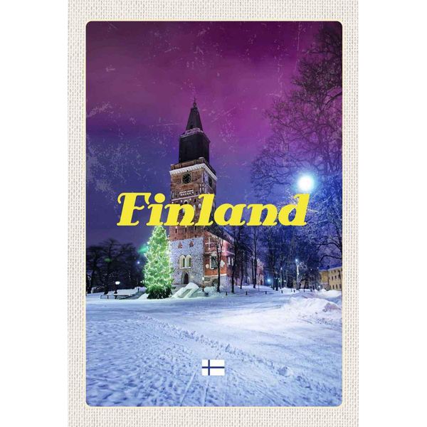 Vianmo Insegna In Legno 30X20 Cm Finnland Schnee Winter Tannenbaum-image