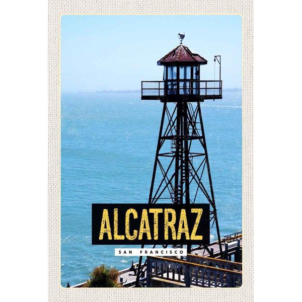 Vianmo Insegna In Legno 30X20 Cm San Francisco Alcatraz Meer Turm-image