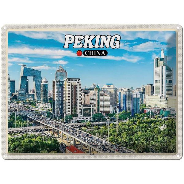 Vianmo Insegna Di Latta 30X40 Cm Peking China Stadt HochhäUser Skyline-image