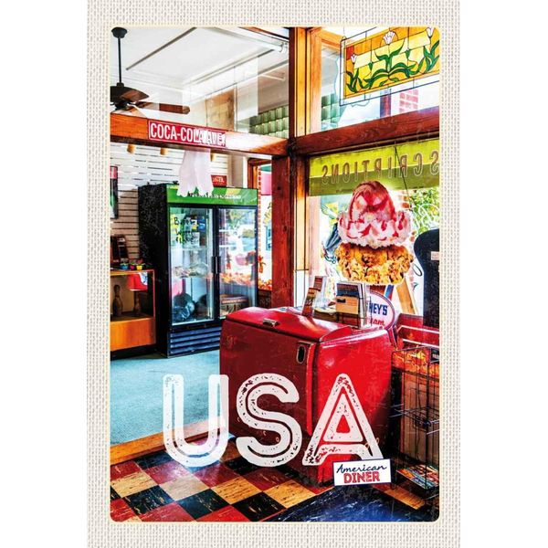 Vianmo Insegna In Legno 30X20 Cm Amerika Diner Restaurant Musik Essen-image