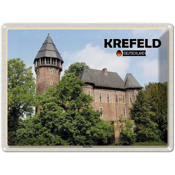Vianmo Insegna Di Latta 30X40 Cm Krefeld Burg Linn Schloss-image