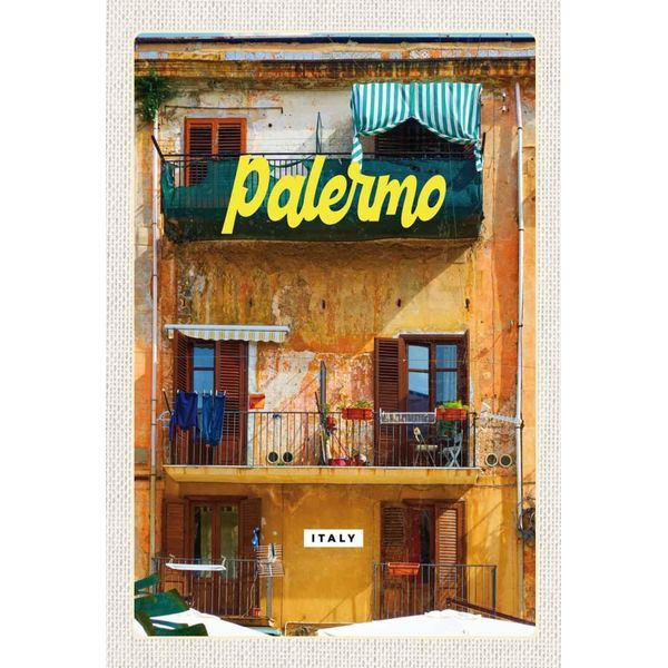 Vianmo Insegna In Legno 30X20 Cm Palermo Italien GebäUde Urlaubsort-image