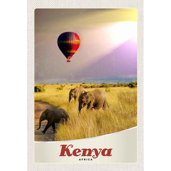 Vianmo Insegna In Legno 30X20 Cm Kenia Afrika Elefanten HeißLuftballon-image