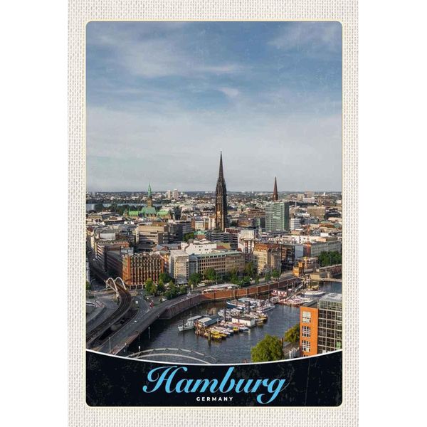 Vianmo Insegna In Legno 30X20 Cm Hamburg Deutschland Hafen Stadt Boote-image
