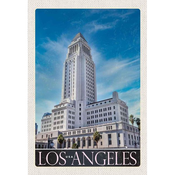 Vianmo Insegna In Legno 30X20 Cm Los Angeles Usa Amerika Hochhaus-image