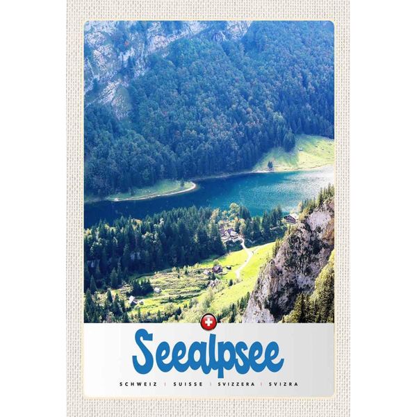 Vianmo Insegna In Legno 30X20 Cm Seealpsee Schweiz Natur WäLder See-image