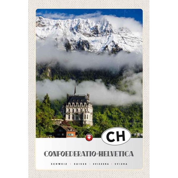 Vianmo Insegna In Legno 30X20 Cm Confoederatio Helvetica Schloss Natur-image