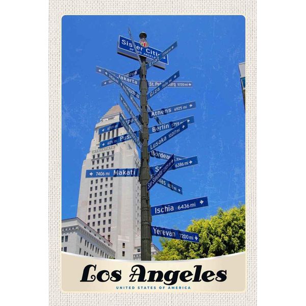 Vianmo Insegna In Legno 30X20 Cm Los Angeles Usa Amerika Sister Citis-image