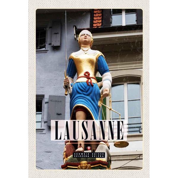 Vianmo Insegna In Legno 30X20 Cm Lausanne Schweiz Skulptur Frau Waage-image