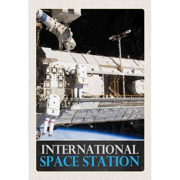 Vianmo Insegna In Legno 30X20 Cm Weltraum International Space Station-image