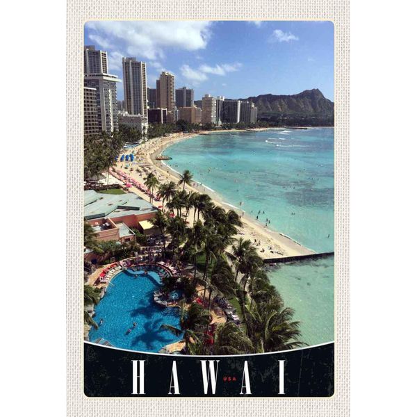 Vianmo Insegna In Legno 30X20 Cm Hawai Insel Amerika Usa Strand-image