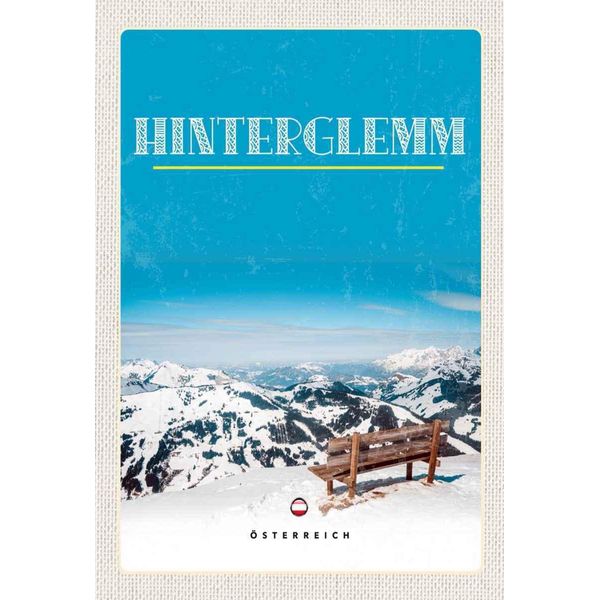 Vianmo Insegna In Legno 30X20 Cm ÖSterreich Gebirge Schnee Bank Winter-image