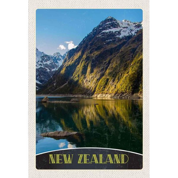 Vianmo Insegna In Legno 30X20 Cm Neuseeland Meer Gebirge Natur-image