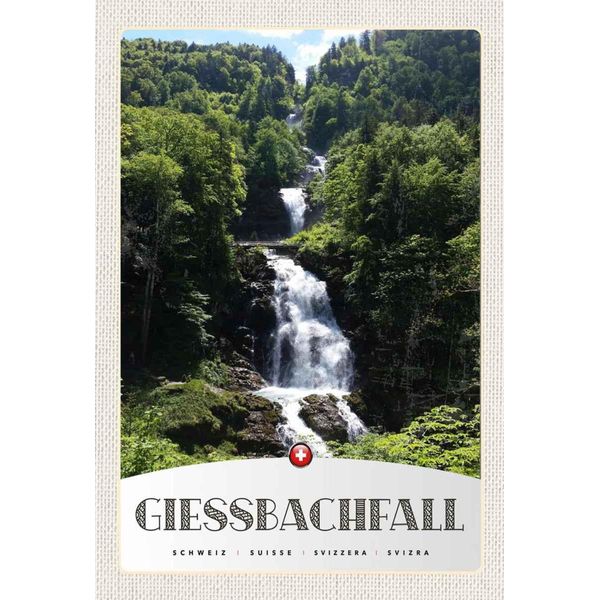 Vianmo Insegna In Legno 30X20 Cm Giessbachfall Wasserfall Gebirge Natur-image