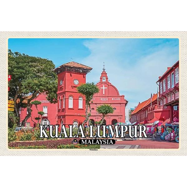 Vianmo Insegna In Legno 12X18 Cm Kuala Lumpur Malaysia Malakka Stadt Kirche-image