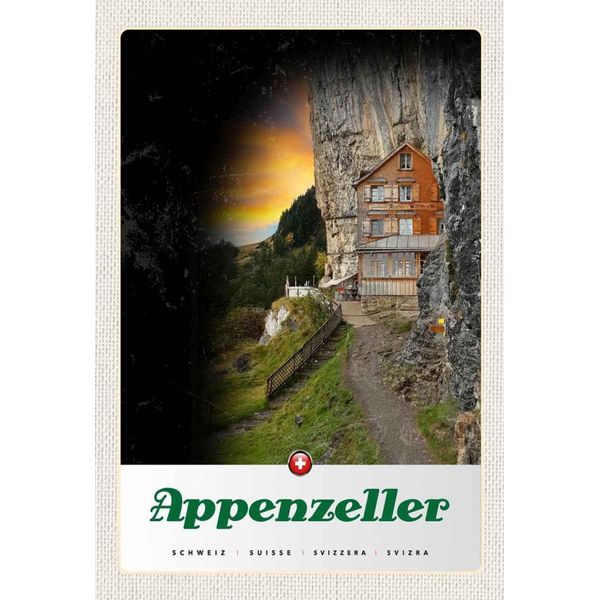 Vianmo Insegna In Legno 30X20 Cm Appenzeller Gebirge GebäUde Schweiz-image