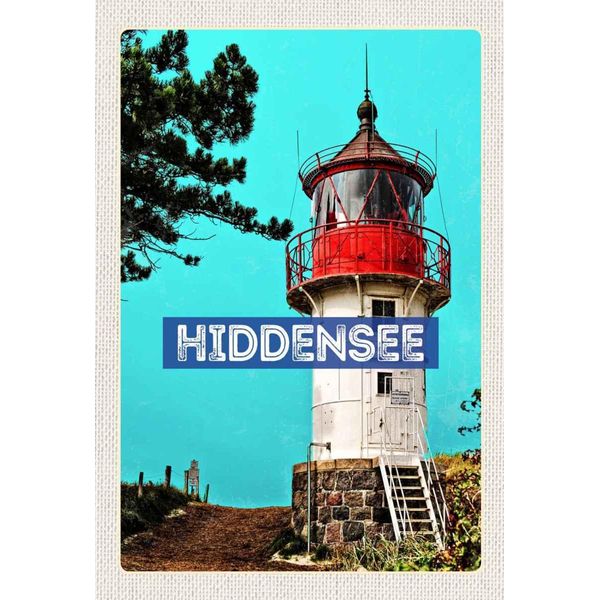 Vianmo Insegna In Legno 30X20 Cm Hiddensee Leuchtturm Strand Meer-image