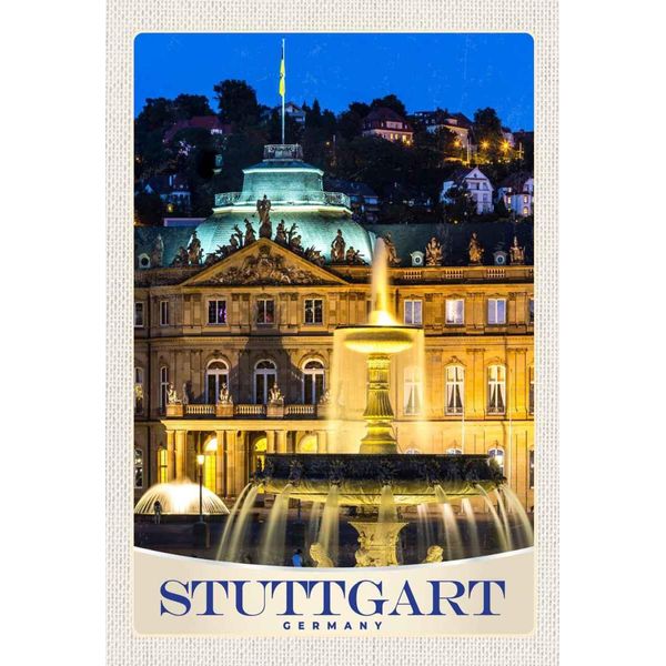 Vianmo Insegna In Legno 30X20 Cm Stuttgart Deutschland Schloss Abend-image