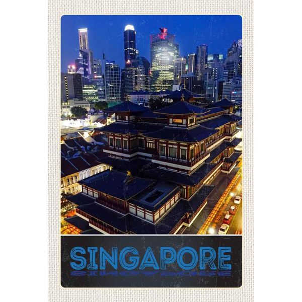 Vianmo Insegna In Legno 30X20 Cm Singapur Stadt Asien Hochhaus Indien-image