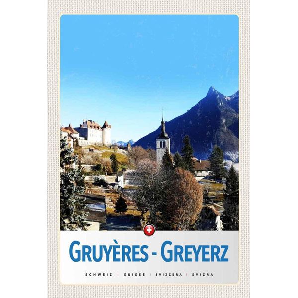 Vianmo Insegna In Legno 30X20 Cm Gruyeres Greyerz Schweiz Winterzeit-image