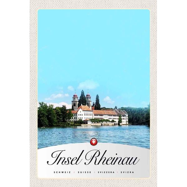 Vianmo Insegna In Legno 30X20 Cm Insel Rheinau Europa Kirche-image