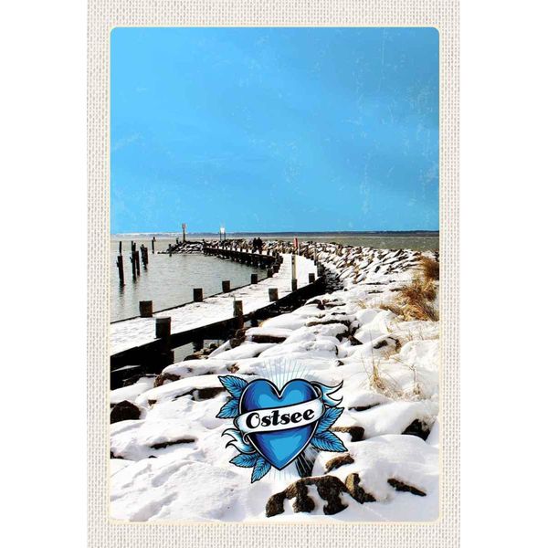 Vianmo Insegna In Legno 30X20 Cm Ostsee Deutschland Schnee Winterzeit-image