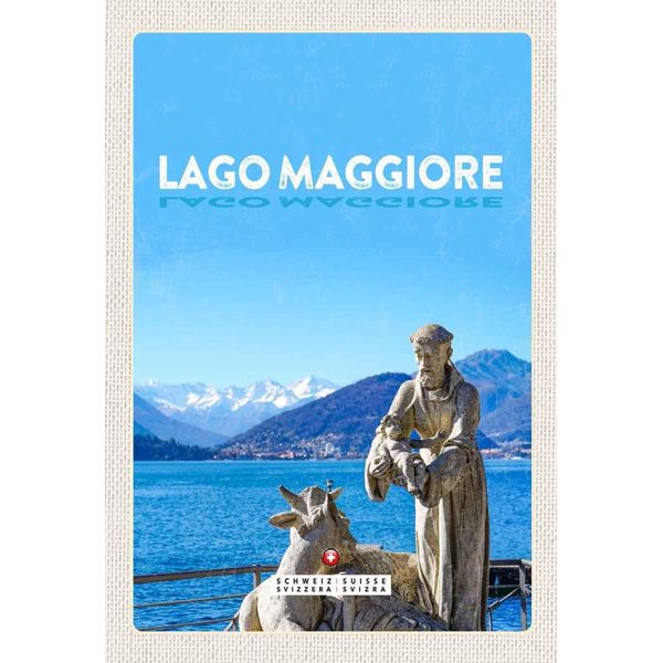 Vianmo Insegna In Legno 30X20 Cm Lago Maggiore Schweiz Skulptur Ziege-image