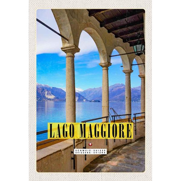 Vianmo Insegna In Legno 30X20 Cm Lago Maggiore Aussicht Auf See-image