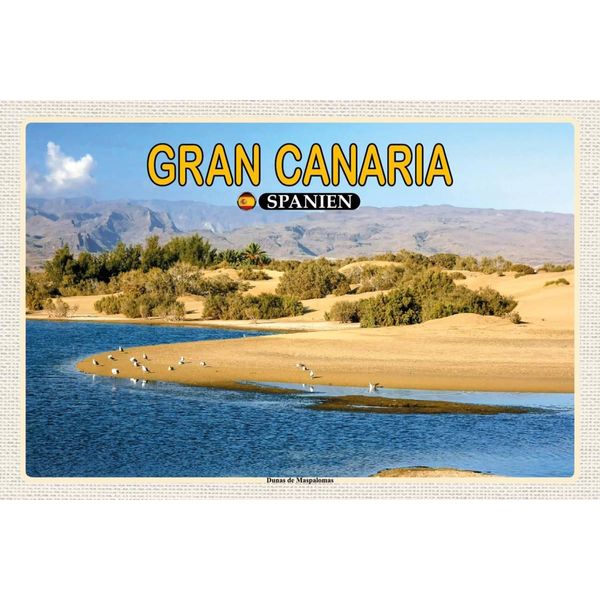 Vianmo Insegna In Legno 12X18 Cm Gran Canaria Spanien Dunas De Maspalomas-image