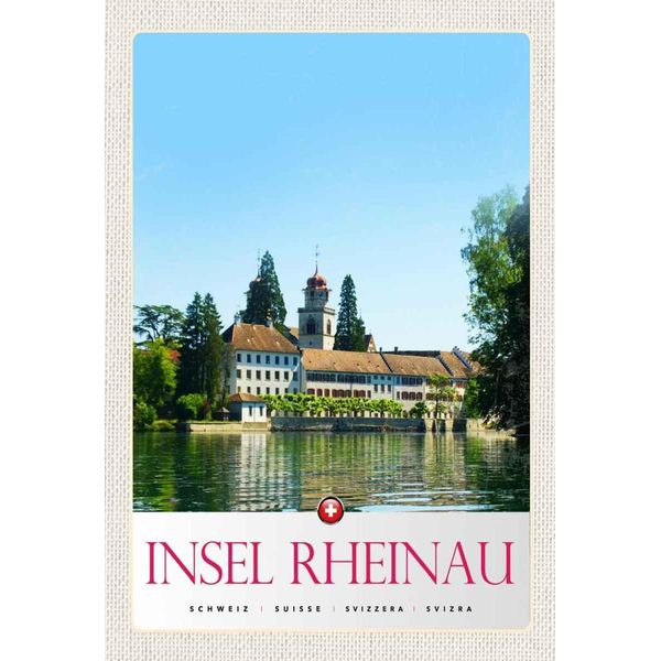 Vianmo Insegna In Legno 30X20 Cm Insel Rheinau Schweiz Kirche-image