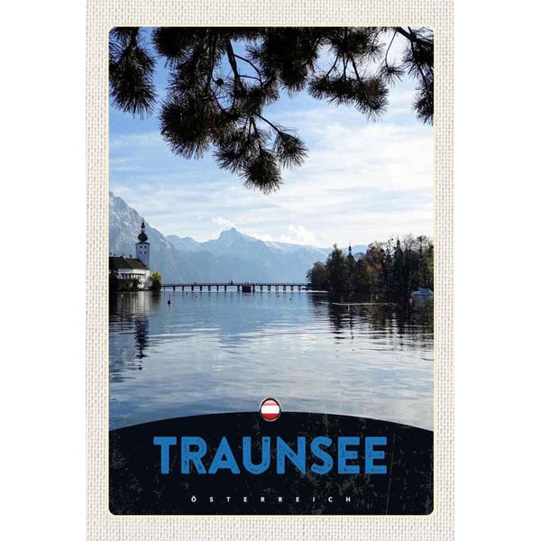 Vianmo Insegna In Legno 30X20 Cm Traunsee ÖSterreich Natur Gebirge-image