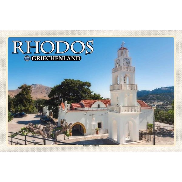 Vianmo Insegna In Legno 12X18 Cm Rhodos Griechenland Kloster Tsambika-image