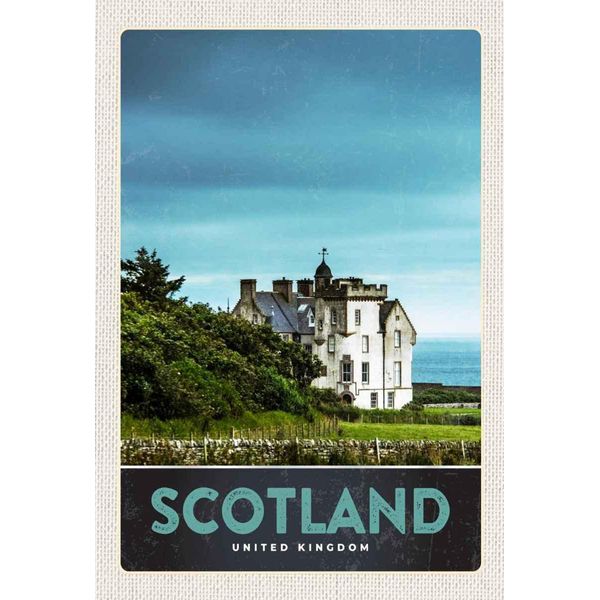 Vianmo Insegna In Legno 30X20 Cm Schottland Europa Natur Wiese Haus-image
