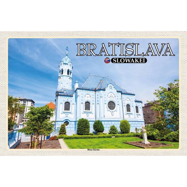 Vianmo Insegna In Legno 12X18 Cm Bratislava Slowakei Blaue Kirche-image