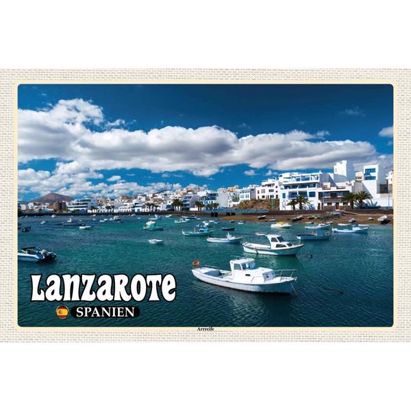 Vianmo Insegna In Legno 12X18 Cm Lanzarote Spanien Arrecife Stadt Meer-image